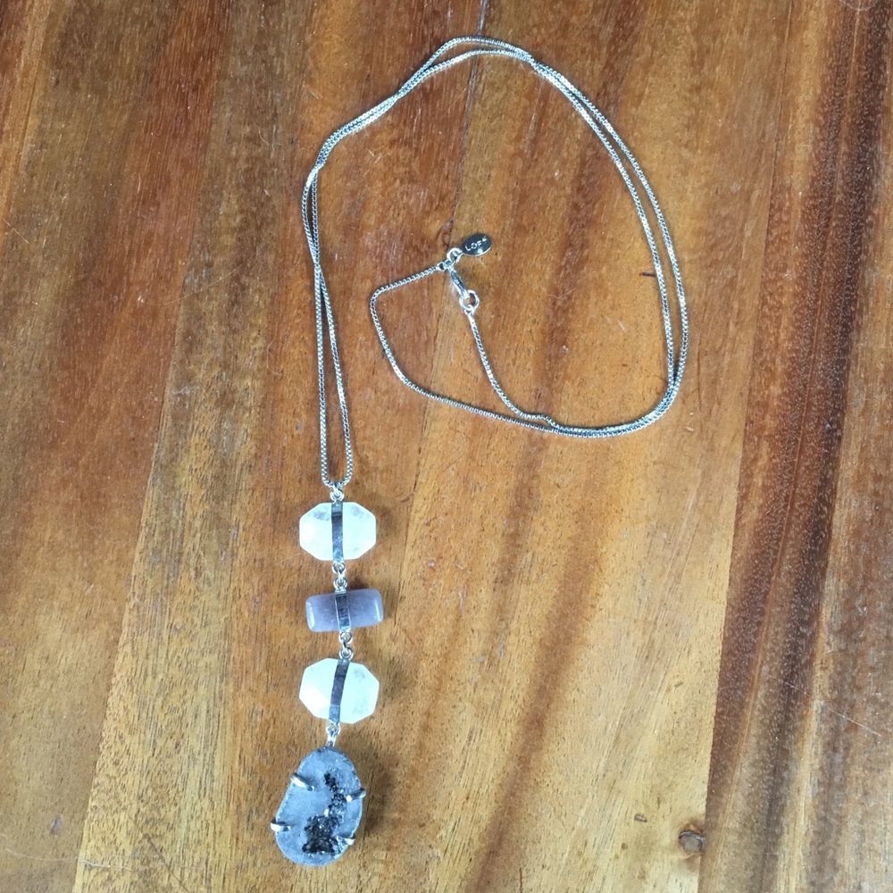 Loft Silvertone 4 Stone Necklace